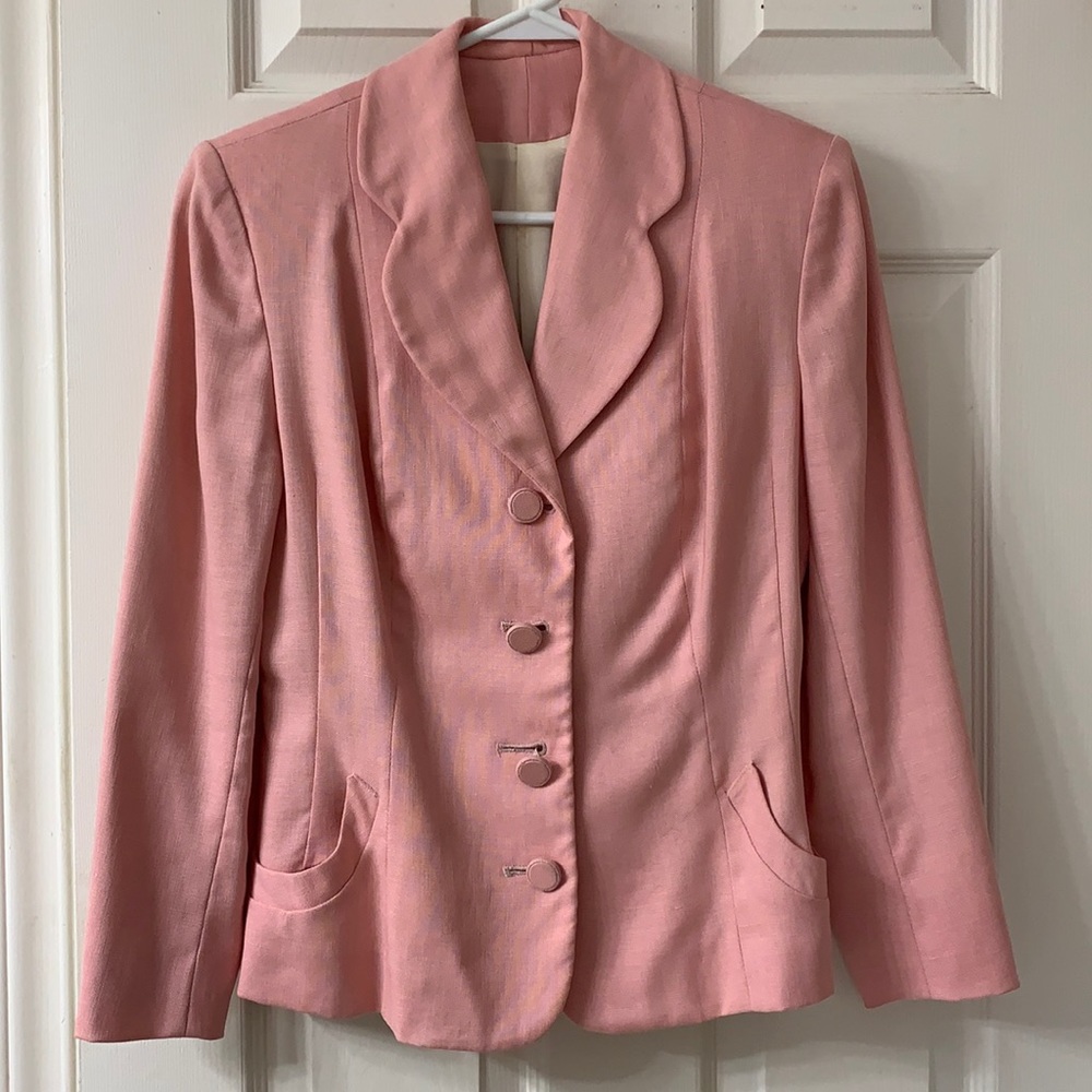 🌷3 for$25🌷Unbranded, US S, Pink Vintage Irish Moygashel Linen Lined Blazer